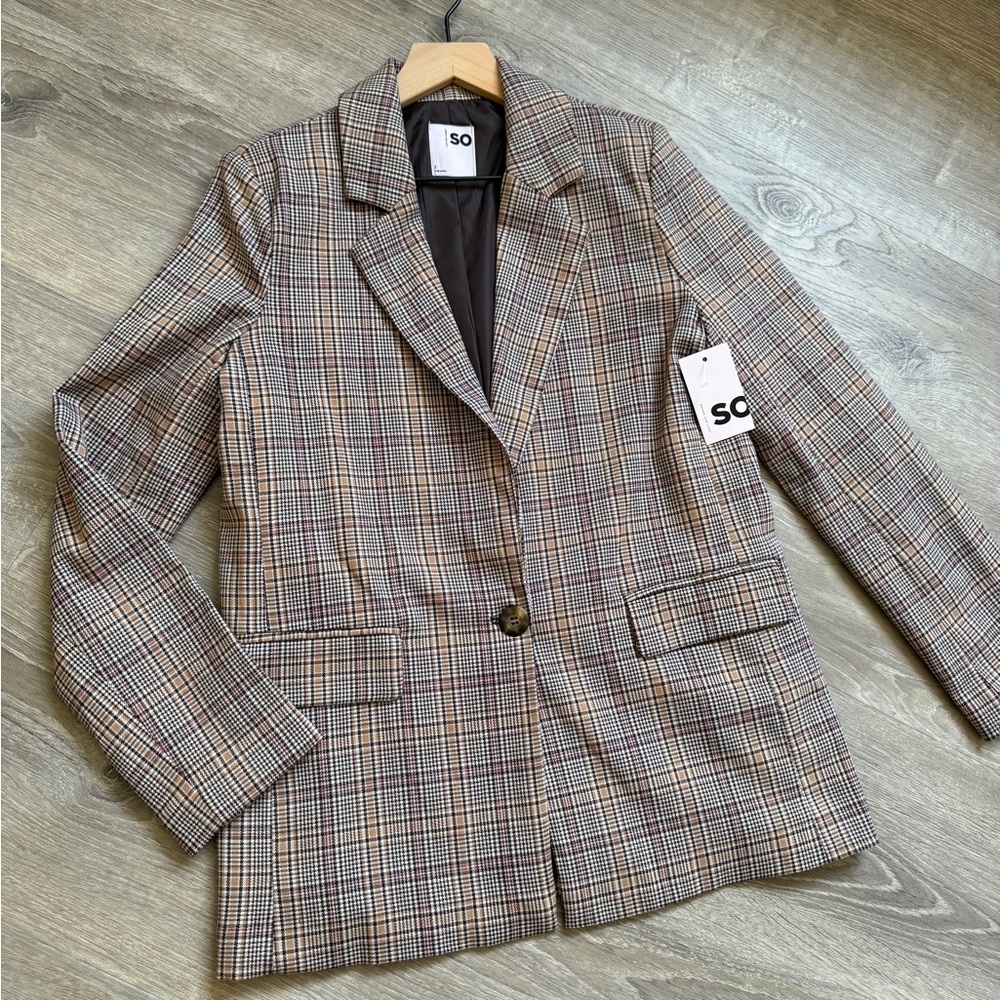 SO Women's Checkered Blazer - Size S- NWT